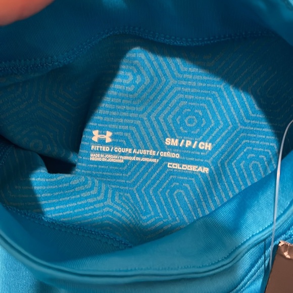 Under Armour Cold Gear Mock Neck Shirt Size Small Turquoise Teal Blue Fitted NWT - Picture 4 of 14